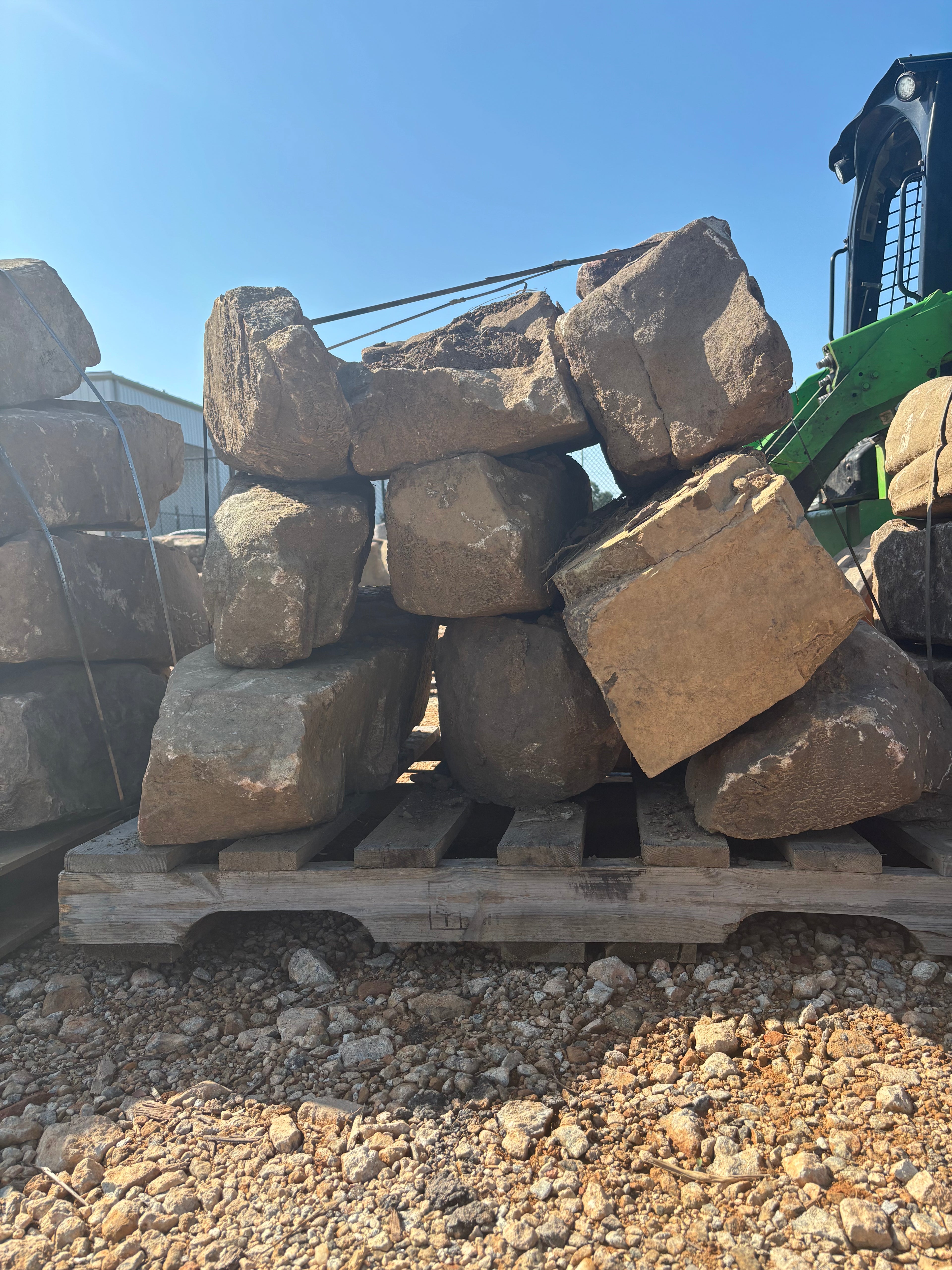 Natural finger boulders stacked at 9 Oak in Jenkinsburg Georgia