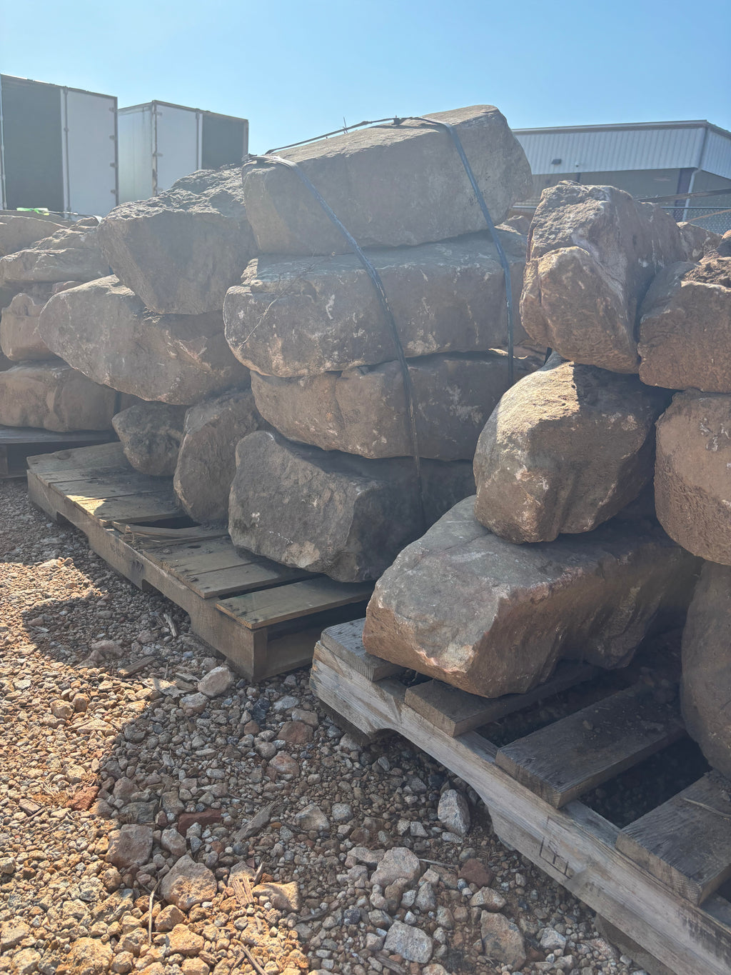 Natural finger boulders stacked at 9 Oak in Jenkinsburg Georgia