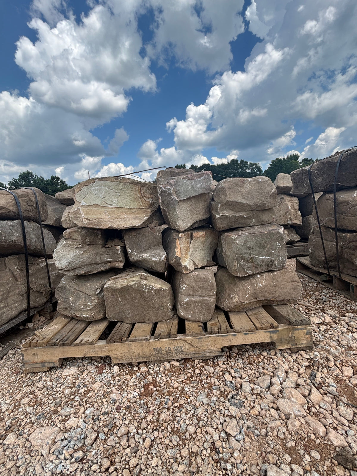 Natural finger boulders stacked at 9 Oak in Jenkinsburg Georgia