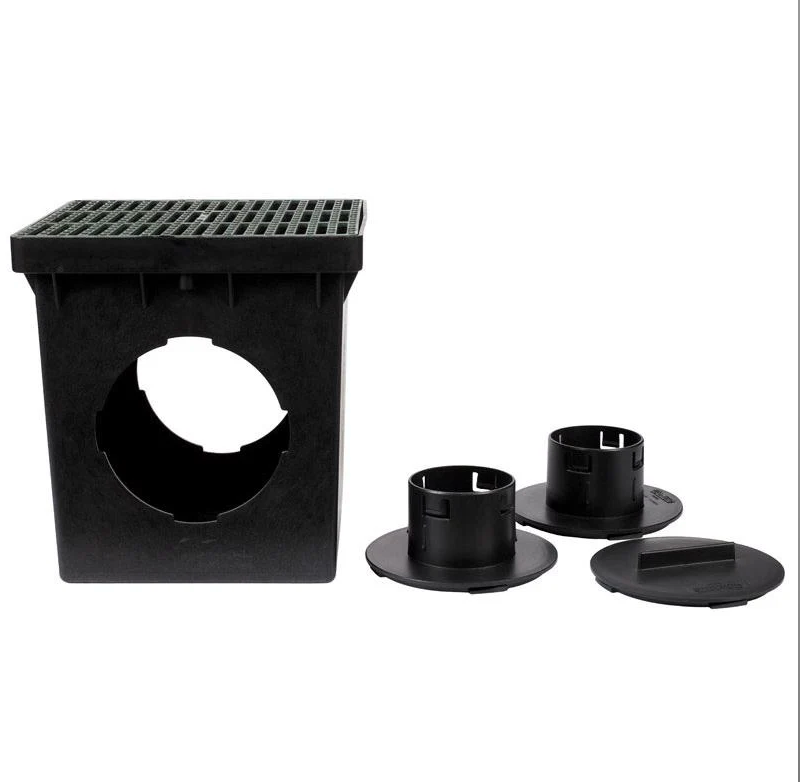 NDS DrainTech 12 in. Square 2-Hole Drain Kit – Black